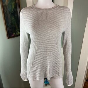 J McLaughlin Grey Sweater Medium M Geometric Ribbed Cotton Blend Crew Neck